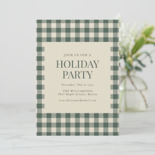 Green Buffalo Check Plaid Classic Holiday Party Invitation