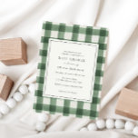 Green Buffalo Plaid Baby Shower Invitation<br><div class="desc">Baby Shower invitation featuring a hand painted green and white buffalo plaid pattern.  Customise with your information for the mum to be. Click "click to customise further" to change the font style,  size,  or colour.</div>