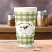 Green Buffalo Plaid Farm Cow Latte Mug