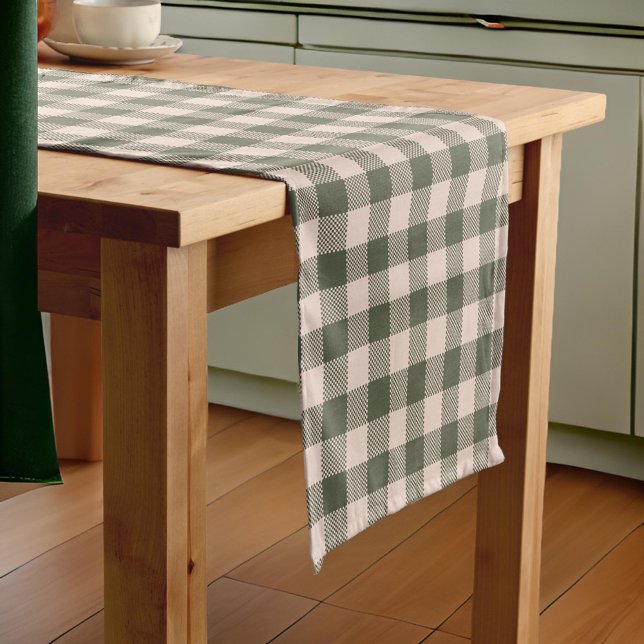 Green Buffalo Plaid Farmhouse Short Table Runner (Creator Uploaded)