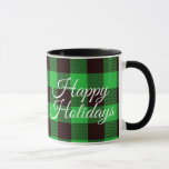 Green Buffalo Plaid Happy Holidays Mug<br><div class="desc">Want to decorate for the holidays but not sure if your guests celebrate Christmas,  Hanukkah,  Kwanzaa,  etc?  Play if safe with this Happy Holidays mug.   If needed,  text along with font,  font size,  and font colour can all be changed to fit your needs.</div>