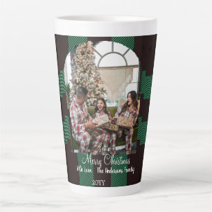 Green buffalo plaid latte mug