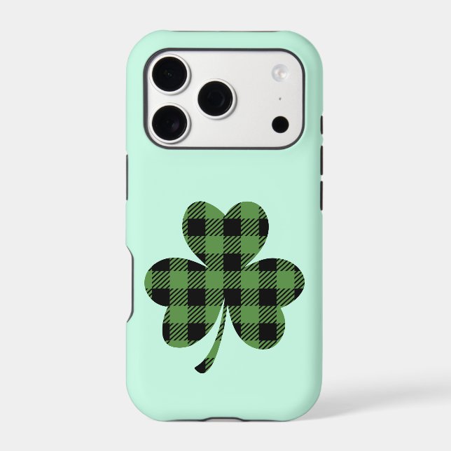 Green Buffalo Plaid Shamrock Clover Design-61104 (Back)