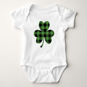 Green Buffalo Plaid Shamrock Clover Design-61104 Baby Bodysuit