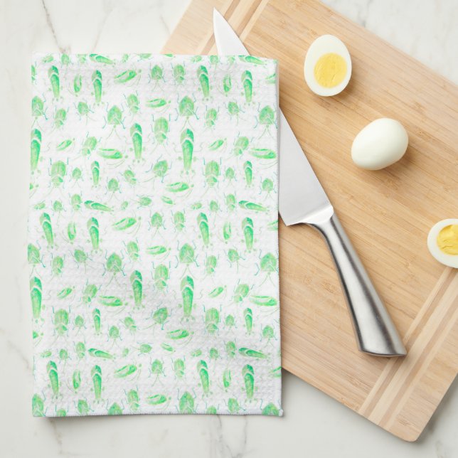 Green Bug Tea Towel (Quarter Fold)