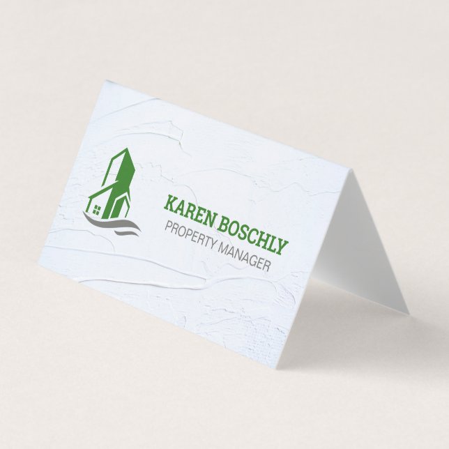 Green Building Icon Business Card (Front)