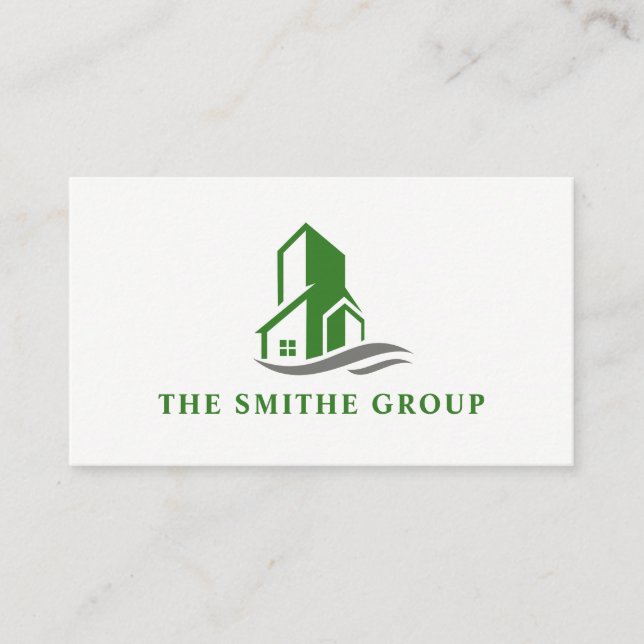 Green Building Icon Business Card (Front)