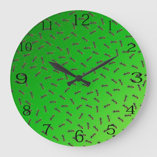 Green Bull Ants Design, Large Clock (Front)
