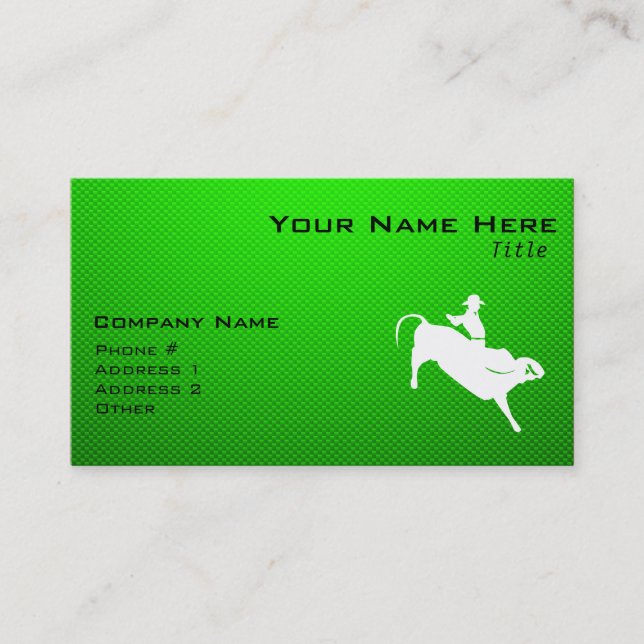Green Bull Rider Business Card (Front)