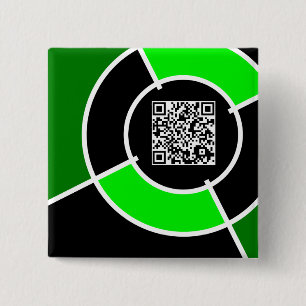 green bullseye QR code 15 Cm Square Badge