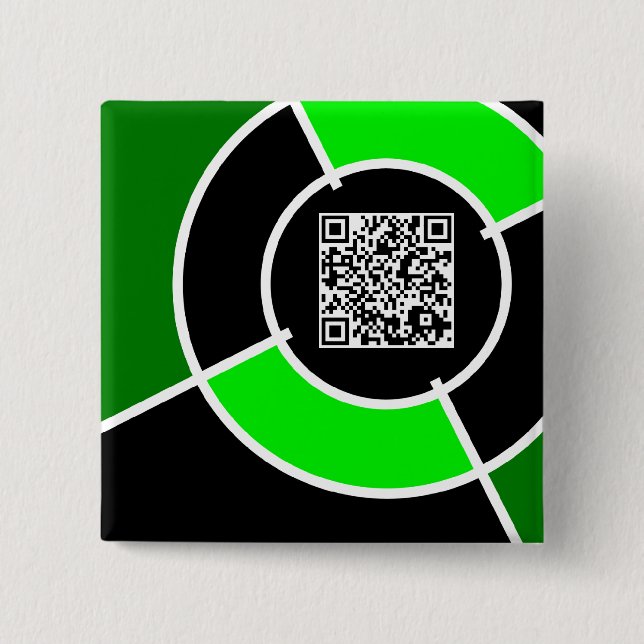 green bullseye QR code 15 Cm Square Badge (Front)