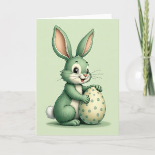 Green Bunny And Egg Card