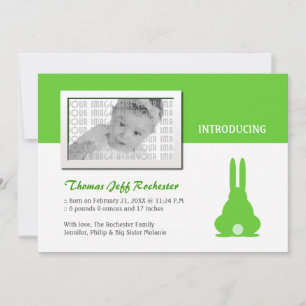 Green Bunny Birth Announcement