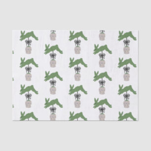 Green  Bunny Rabbit Topiary Ginger jar jars  Tissue Paper