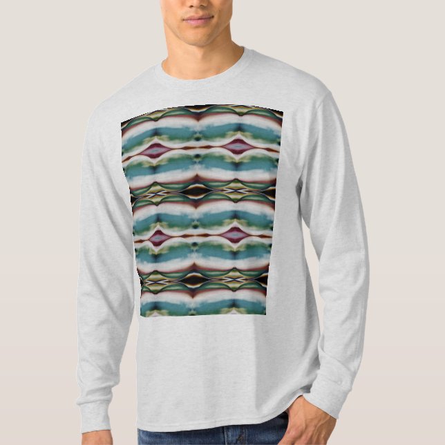 Green Burgundy Watercolor Southwest Look Mosaics T-Shirt (Front)