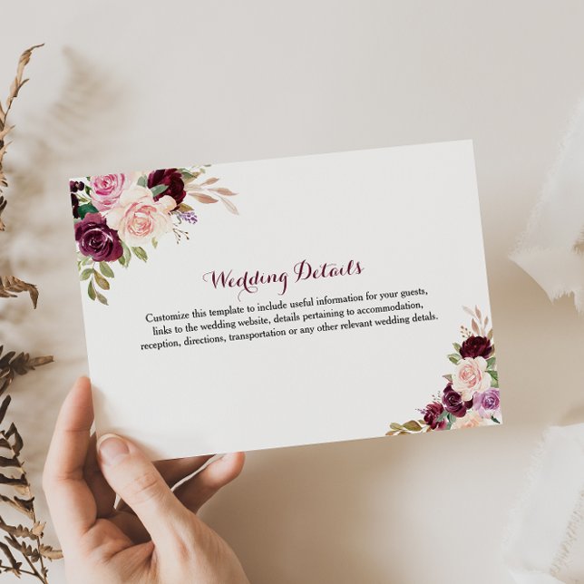 Green Burgundy Wedding Details Enclosure Card (Creator Uploaded)
