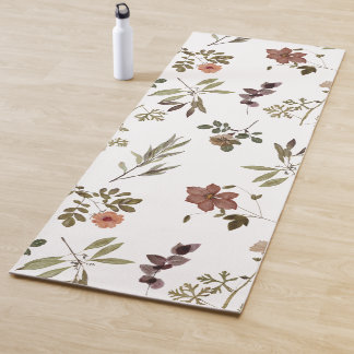 Green Burgundy Wildflower Yoga Mat