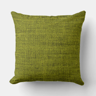 Green Burlap Linen Rustic Jute Cushion