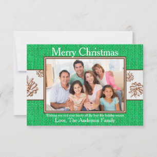 Green Burlap Pinecones Photo - 3x5 Christmas Card