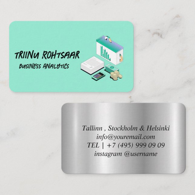 Green Business Analytics Business Card (Front/Back)