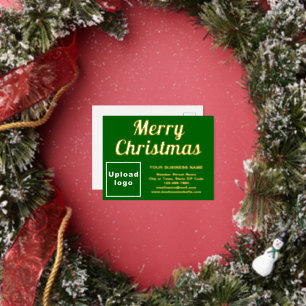 Green Business Brand on Christmas Foil Holiday Postcard