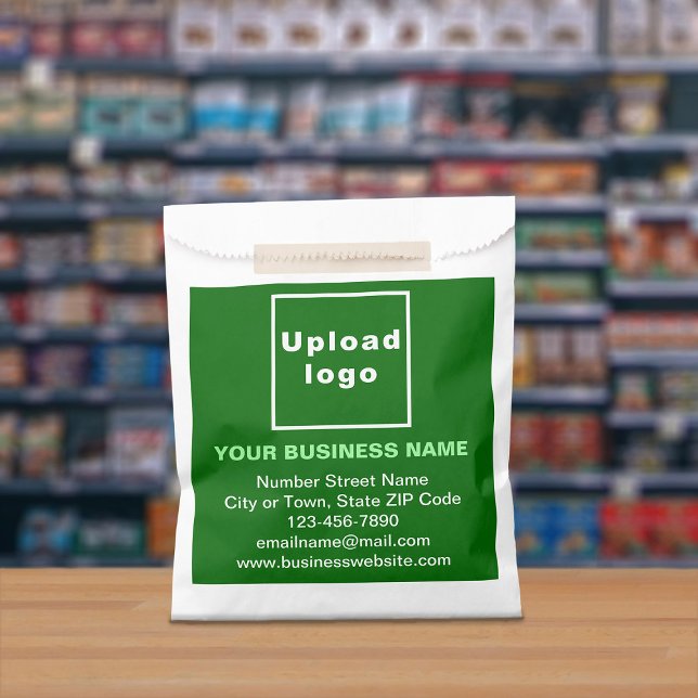 Green Business Brand on Paper Bag (Paper bag with green business branding displayed in a store)