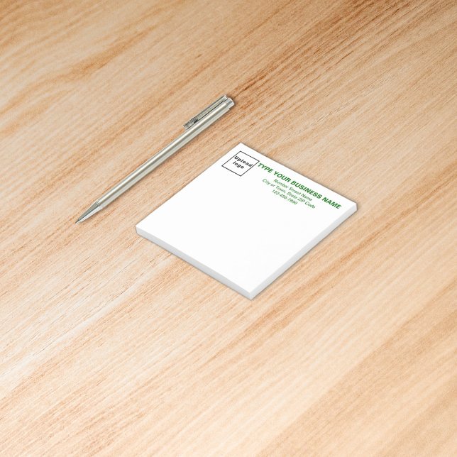 Green Business Font White Square post it note (Build brand name awareness. Green texts of your business brand on heading of square post it note.)