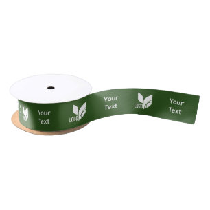 Green Business Logo and Custom Text Satin Ribbon