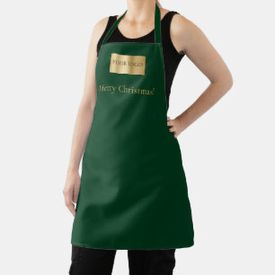 Green business logo Christmas employee Apron