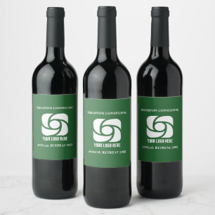 Green Business Logo Custom Company Party Wine Label