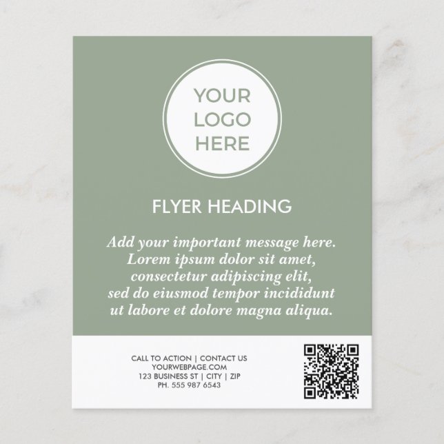 Green Business Logo QR Code Template Flyer (Front)