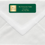 Green business logo return address<br><div class="desc">A green background,  golden text.  Personalise and add your comapny name,  address and business logo.</div>