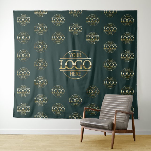 Green Business Logo Step & Repeat Backdrop Banner Tapestry (In Situ (Horizontal))