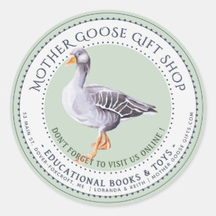 Green Business Mother Goose Bookshop Bookplate Classic Round Sticker
