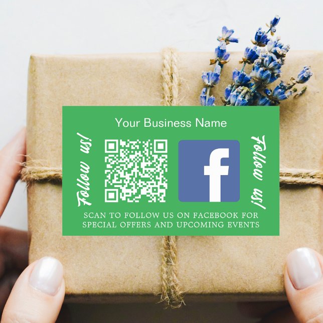 Green business name qr code Facebook Rectangular Sticker (Creator Uploaded)