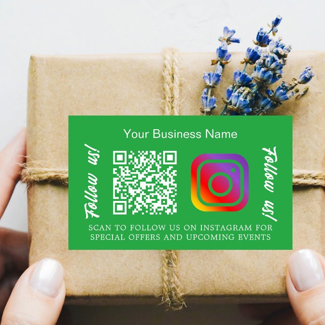 Green business name qr code Instagram Rectangular Sticker (Creator Uploaded)