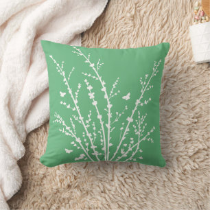 Green Butterflies Botanical Branches Modern Cushion