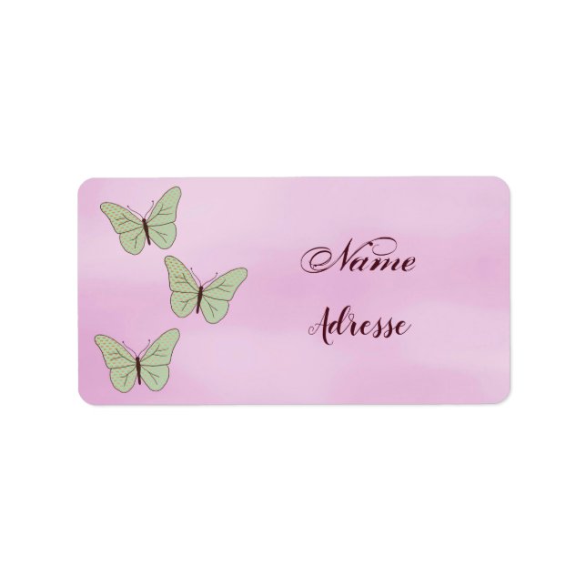 green butterflies, label (Front)