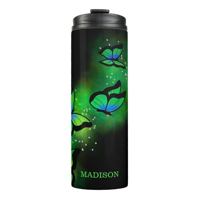 Green Butterflies Thermal Tumbler (Front)