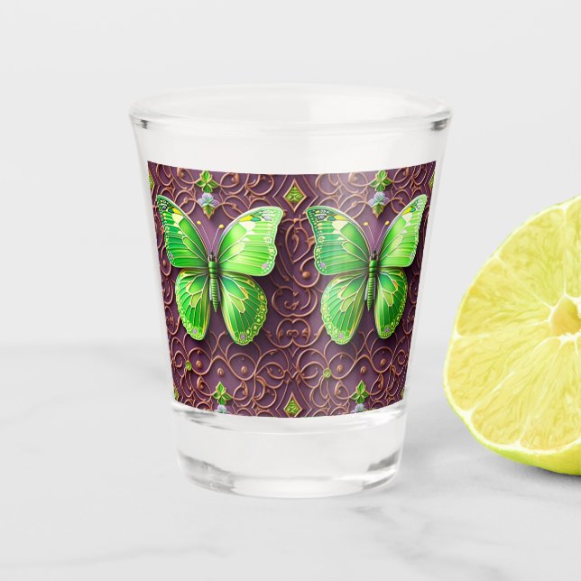 Green Butterfly 3D Optics Shot Glass (Front)