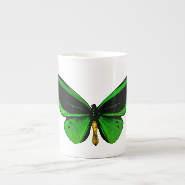 Green Butterfly Bone China Mug (Front)