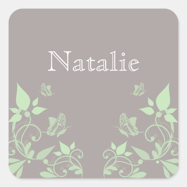 Green Butterfly Floral Stickers (Front)