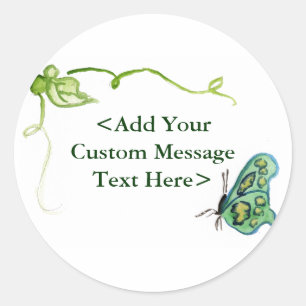 Green Butterfly & Green Vine Label Stickers