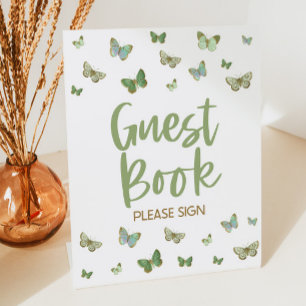 Green Butterfly Guest Book Please Sign Party Sign