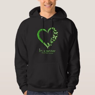 Green Butterfly Heart Im A Survivor Mental Health Hoodie