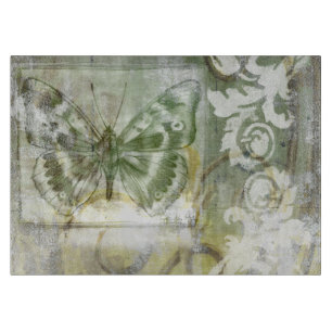 Green Butterfly Inset with Ironwork Gate Cutting Board