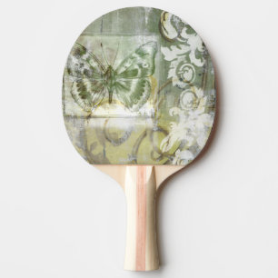 Green Butterfly Inset with Ironwork Gate Ping Pong Paddle