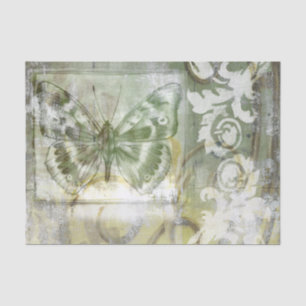 Green Butterfly Inset with Ironwork Gate Tissue Paper