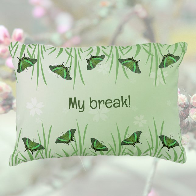 Green butterfly on light green  - romantic     decorative cushion (Creator Uploaded)