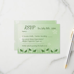 Green butterfly on light green  -  RSVP card